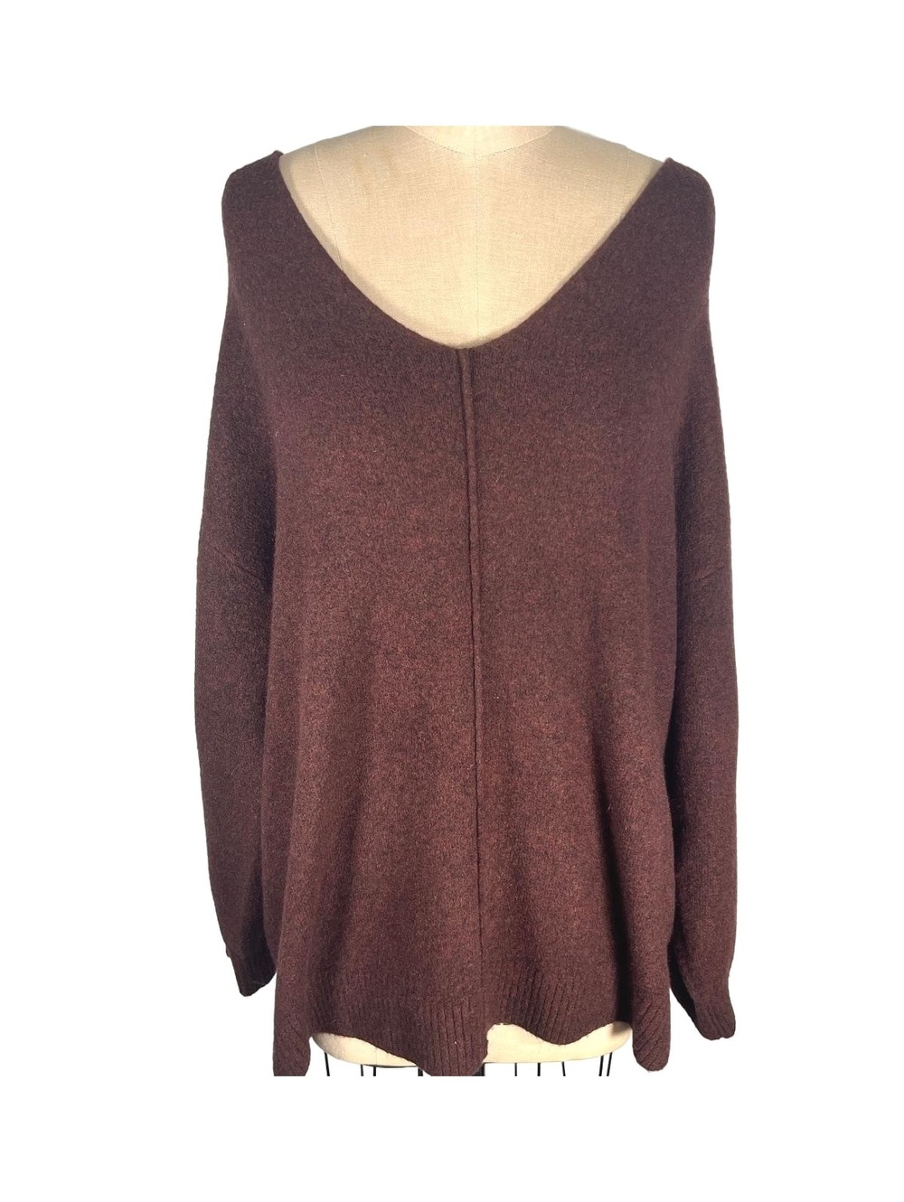 NWT Loft Plum Purple V-Neck Oversized Tunic Sweater Cozy Dark Academia 16/18 XL